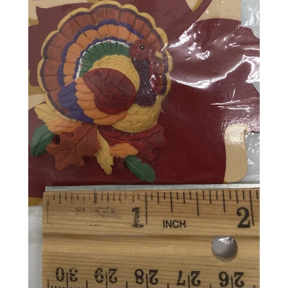 Vintage Thanksgiving Tom Turkey Pin Brooch Plastic Fall Festive Autumn, NEW‎